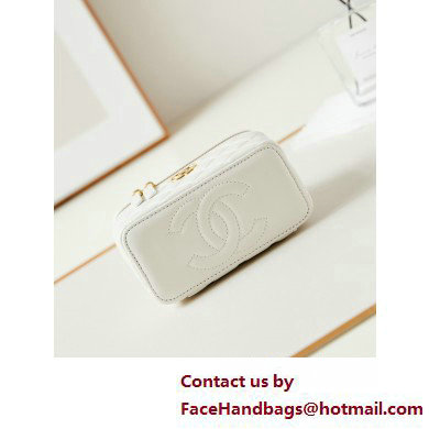 Chanel Lambskin, Resin  &  Gold-Tone Metal Clutch with Chain Bag AP3820 White 2025